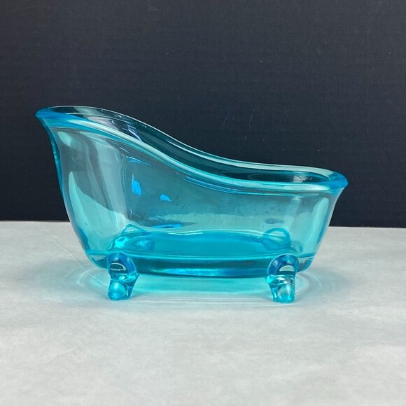 Bath and Body Works Aqua Glass Miniature Claw Foot Bath Tub - Picture 1 of 11